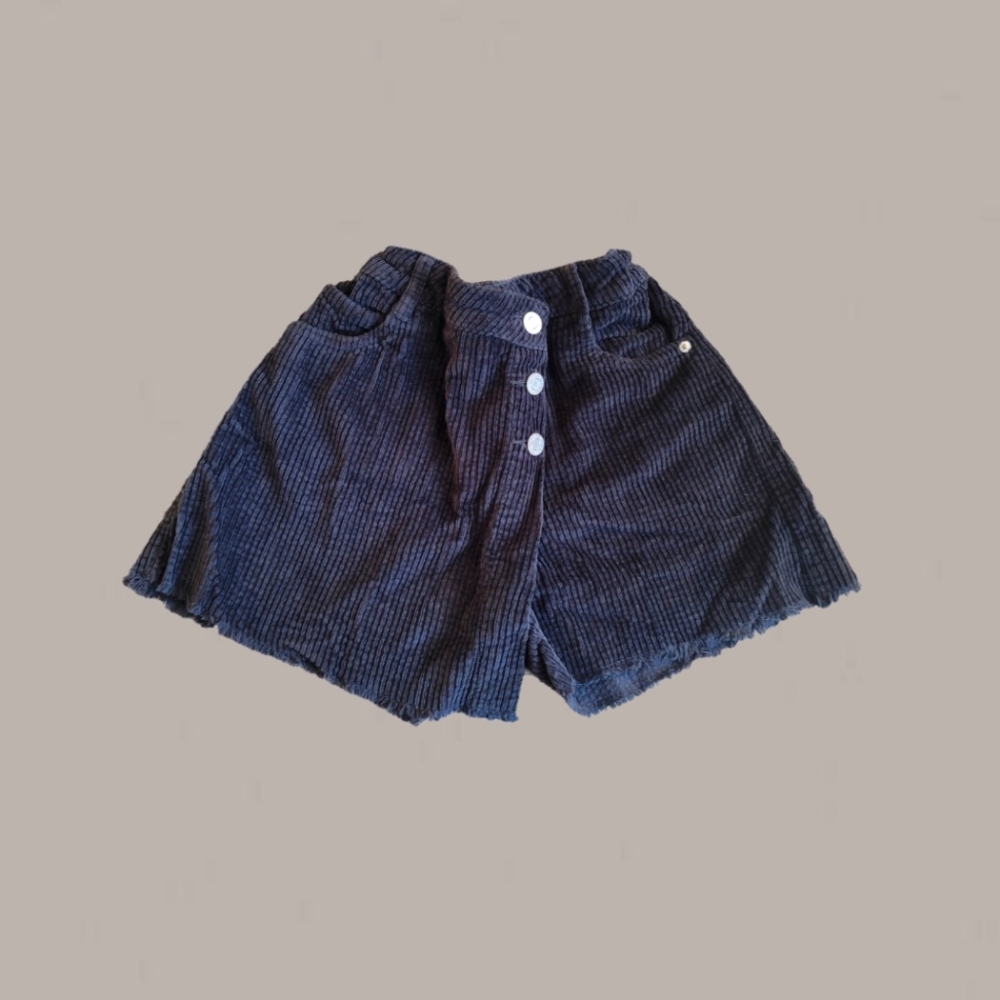Zara Girls' Black Corduroy Frayed Hem Skort 8Y